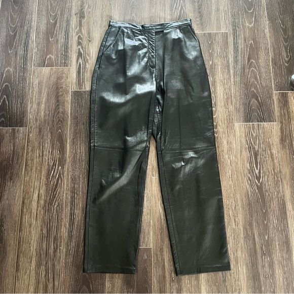 ALFANI Vintage 90s Y2K Black Genuine Lamb Leather Pants Sz 12 Fully Lined - Picture 9 of 10